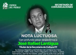 Fuerza del Pueblo expresa su profundo pesar por el fallecimiento de José Rafael Lantigua, titular de la Secretaría de Cultura de la organización