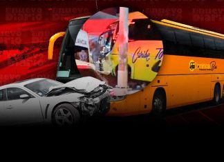 Otro incidente con el Metro, autobús de Caribe Tours choca estación Núñez de Cáceres resultando herida una empleada