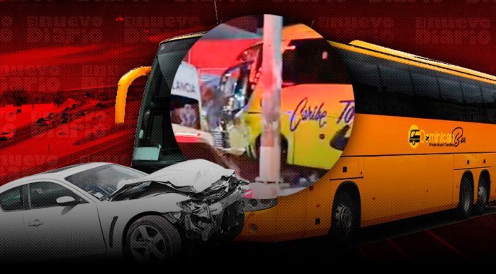 Otro incidente con el Metro, autobús de Caribe Tours choca estación Núñez de Cáceres resultando herida una empleada