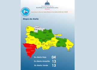 COE reduce a cuatro provincias en alerta roja por efectos del huracán Melissa
