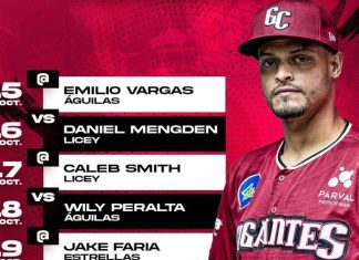 Gigantes del Cibao anuncian su rotación de abridores para la primera semana de la temporada