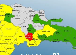 COE mantiene una provincia en alerta roja, 12 en amarilla y 11 en verde
