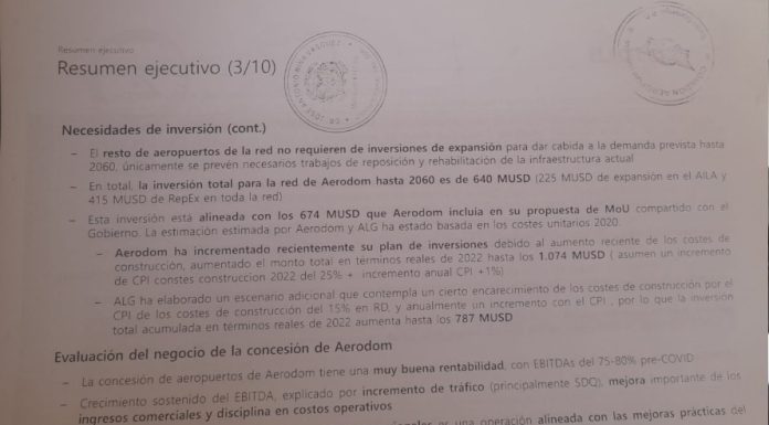 AERODOM invertiría US 640 millones hasta 2060; 225 en el AILA y otros 415 para demás concesionarios