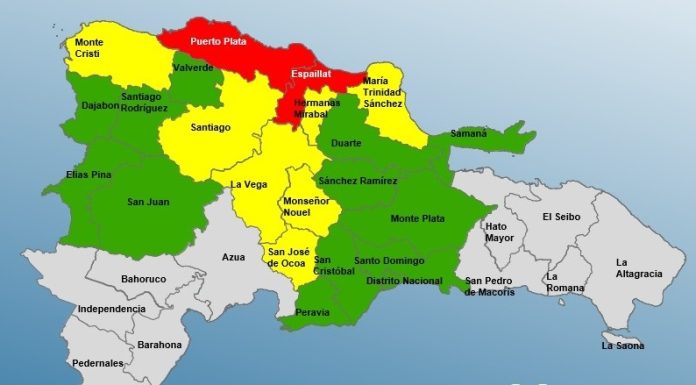 COE eleva a alerta roja a Puerto Plata y Espaillat por incidencia de vaguada