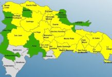 Veinte provincias y el Distrito Nacional en alerta amarilla por fuertes lluvias