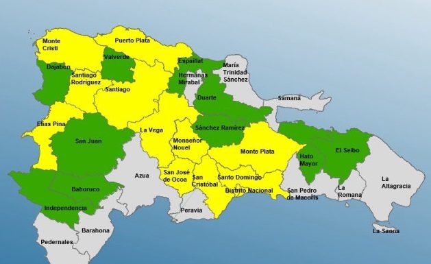 El COE amplía a once las provincias en alerta amarilla; tambien el Distrito Nacional